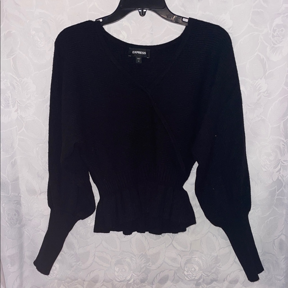 Express Black Ribbed Peplum Sweater